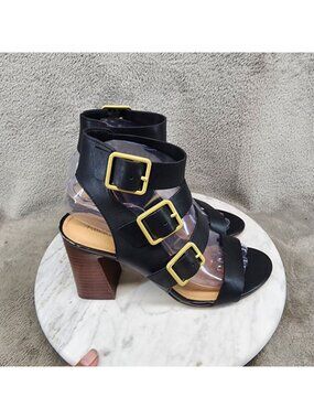 Gibson Latimer Shoes Womens Size 7.5 Sharlie Black Block Heel Sandals *Read*